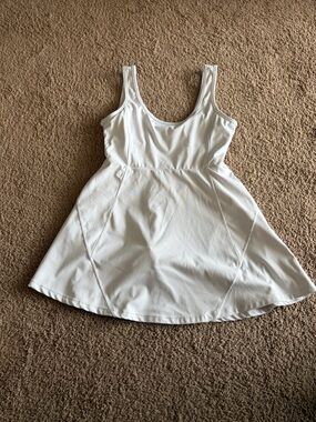 White Scoop Neck Active Dress